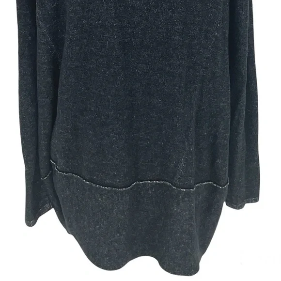 EILEEN FISHER BLACK WASHED HEATHERED OPEN FRONT CARDIGAN SWEATER SMALL - Picture 3 of 6